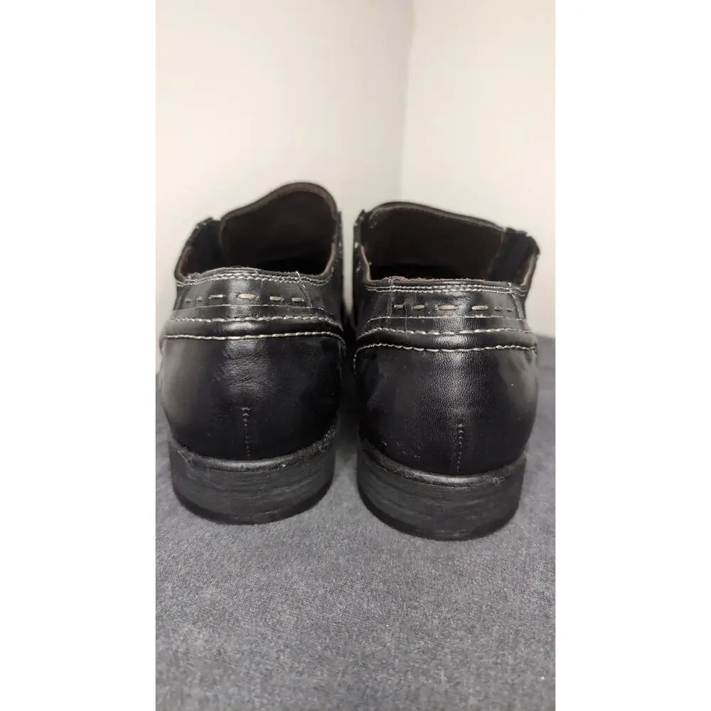 Bacco Bucci Mens Black Leather Comfort Slip On Loafers Size 11.5 Italy